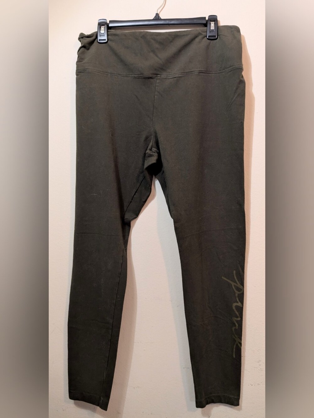 PINK Leggings Army Green with Logo Size XXL